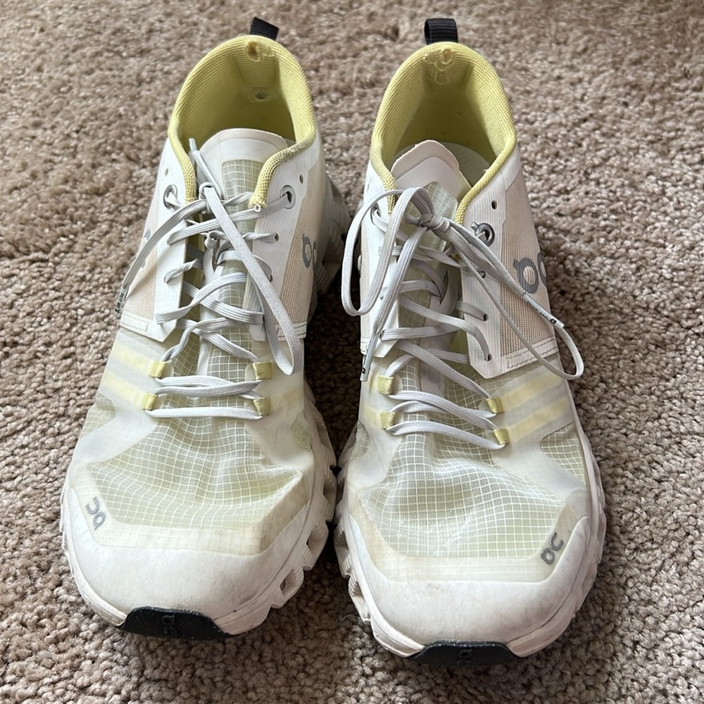 On Running Yellow and White Athletic Shoes with CloudTec Sole - Picture 6 of 7